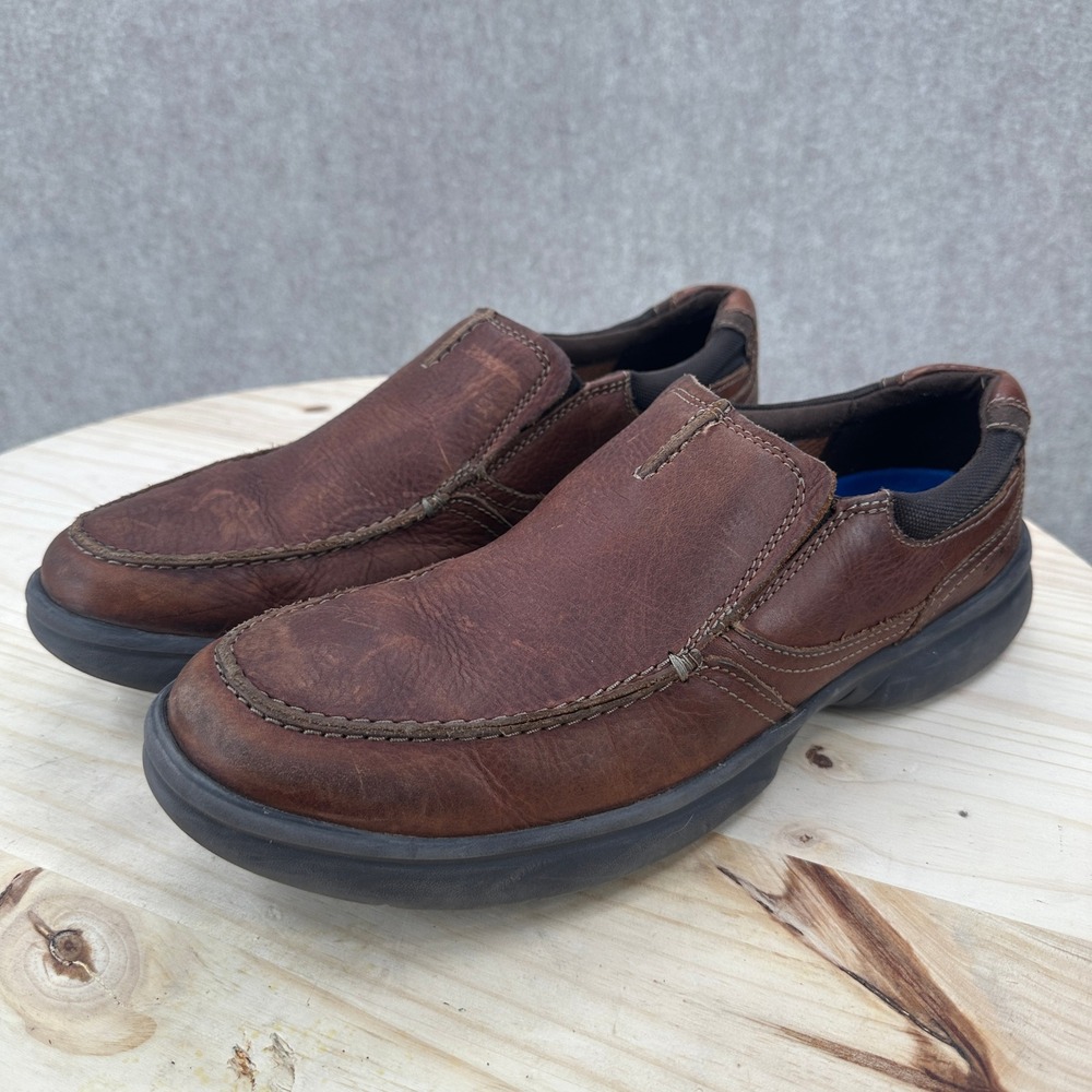 Clarks Bradley Step Loafers Mens 12 Brown Leather Comfort Casual Slip On Shoes